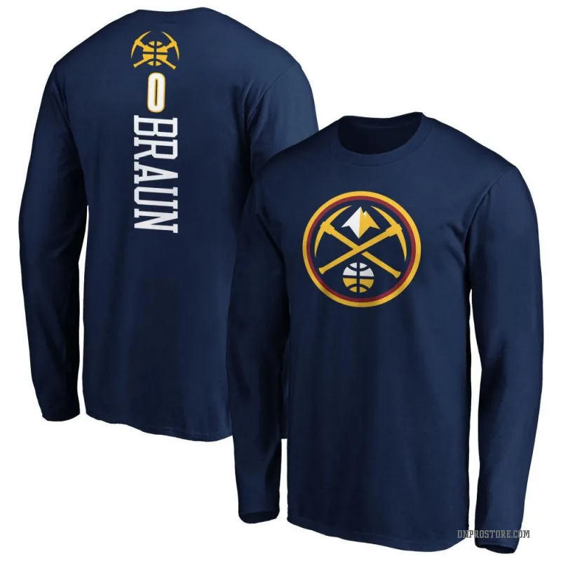 Christian Braun Youth Navy Denver Nuggets Backer Long Sleeve T-Shirt