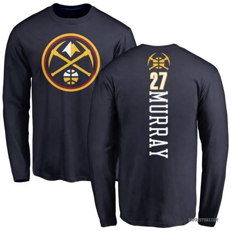Jamal Murray Men's Navy Denver Nuggets Backer Long Sleeve T-Shirt
