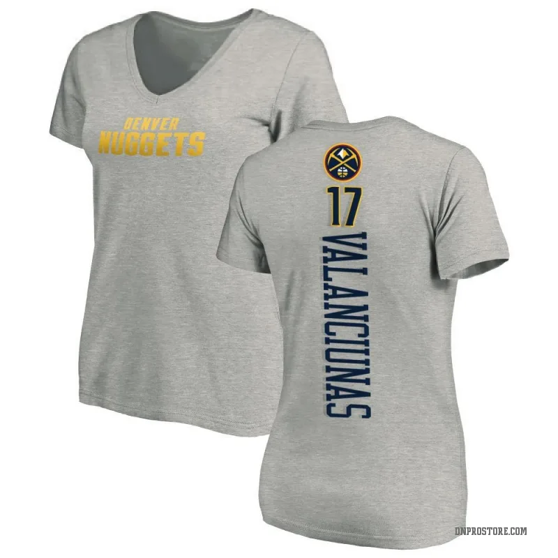 Jonas Valanciunas Women's Denver Nuggets Ash Backer T-Shirt