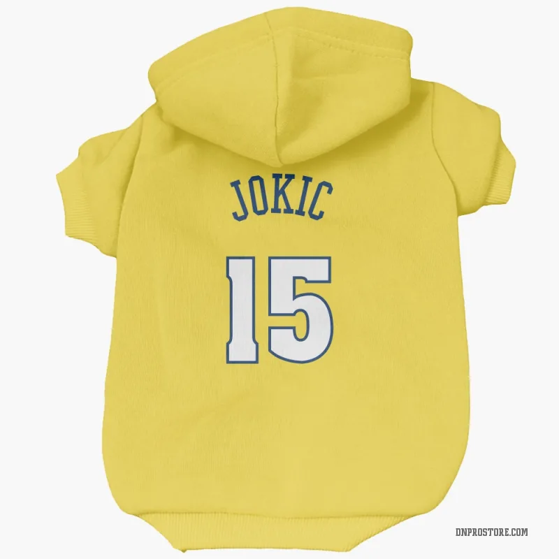 Nikola Jokic Gold Denver Nuggets Cat & Dog Pet Hoodie