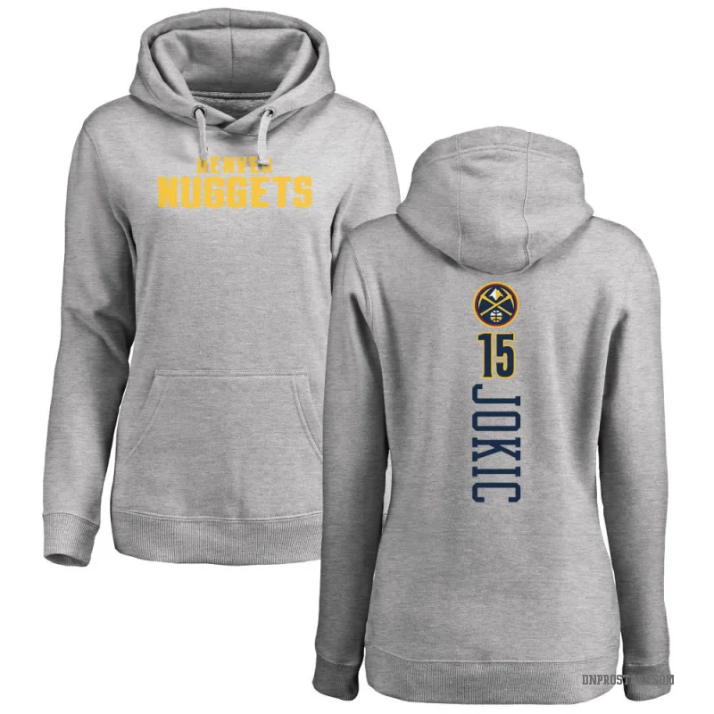 Nikola Jokic Women's Denver Nuggets Branded Ash Backer Pullover Hoodie