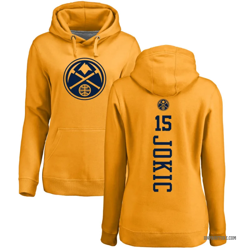 Nikola Jokic Women's Gold Denver Nuggets Branded One Color Backer Pullover Hoodie