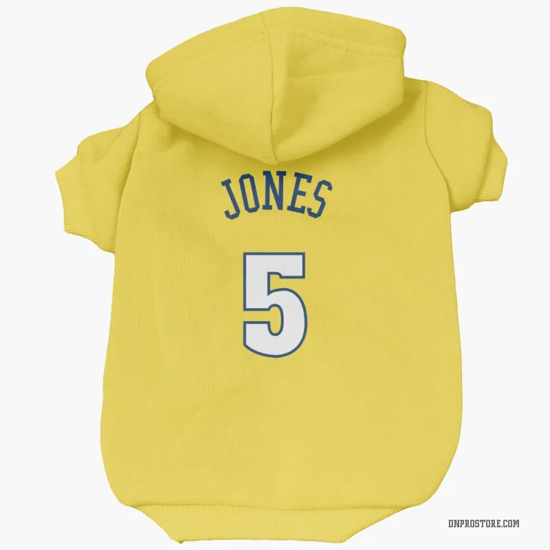 Tyus Jones Gold Denver Nuggets Cat & Dog Pet Hoodie
